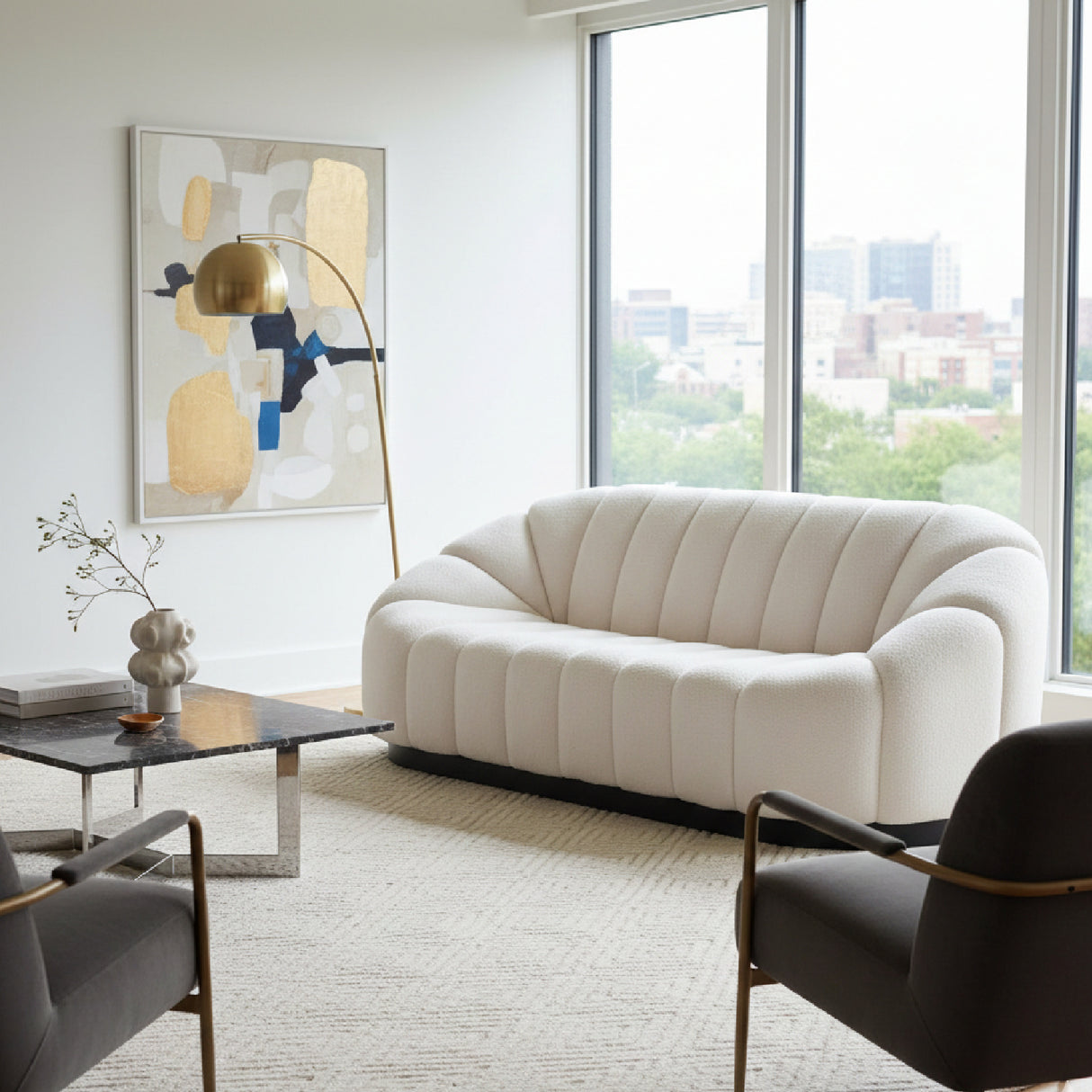 Shearling Channeled Sofa | Oroa.com