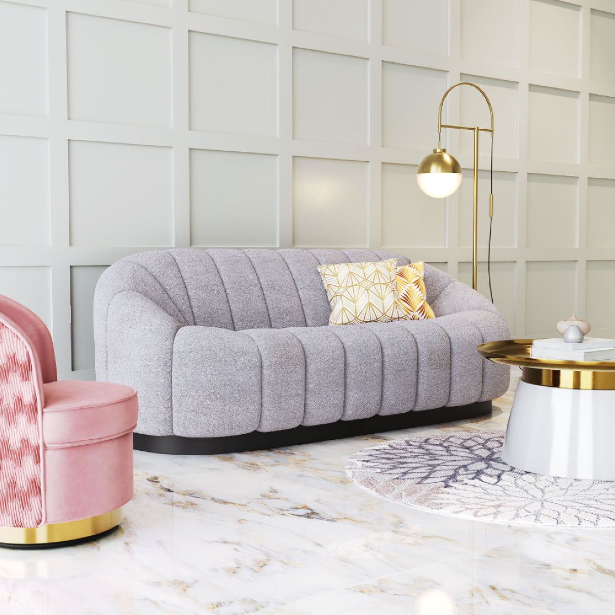 Shearling Channeled Sofa | Oroa.com