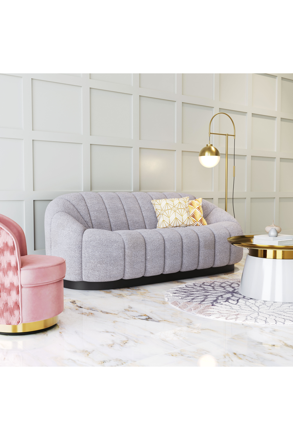 Shearling Channeled Sofa | OROA Modern Bhutan | Oroa.com