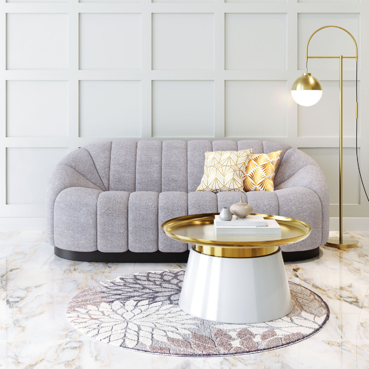 Shearling Channeled Sofa | Oroa.com