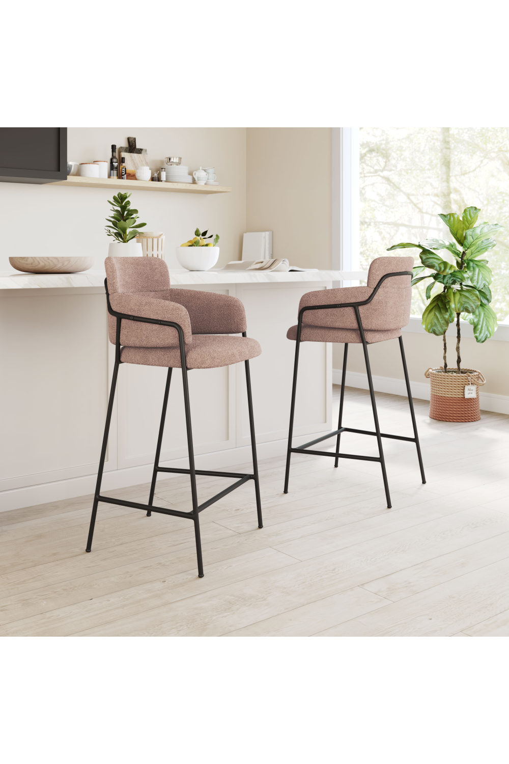 Shearling Style Bar Stools (2) | Oroa.com