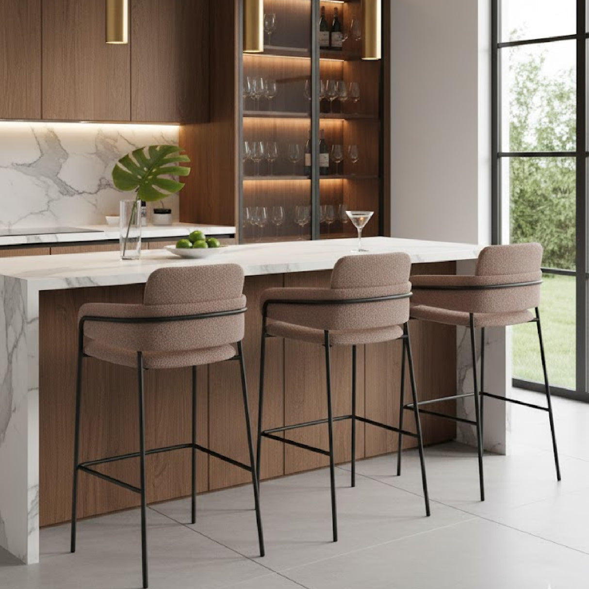 Shearling Style Bar Stools (2) | Oroa.com