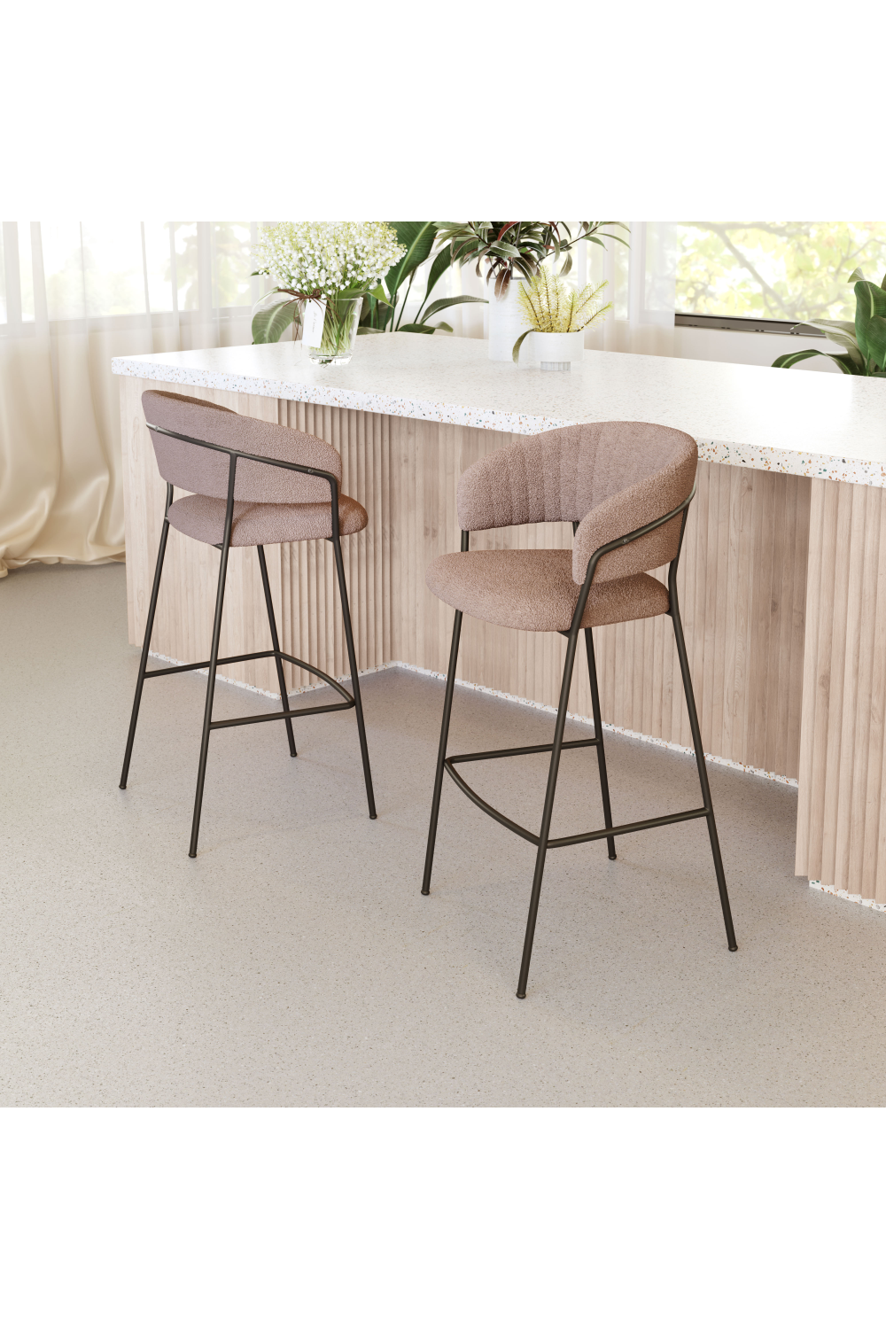 Brown Shearling Bar Stools (2) | Oroa.com