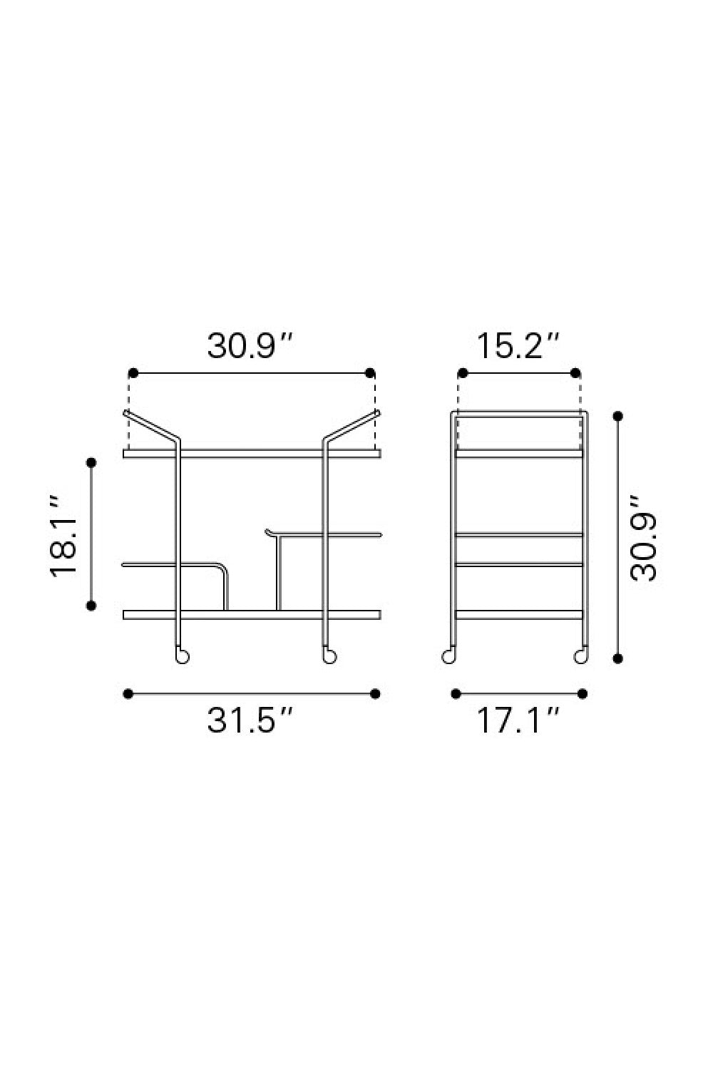 Gold Framed Oval Bar Cart | Oroa.com