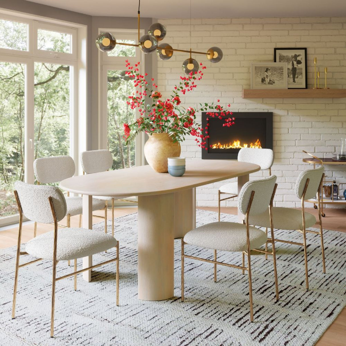 White-washed Acacia Dining Table | Oroa.com