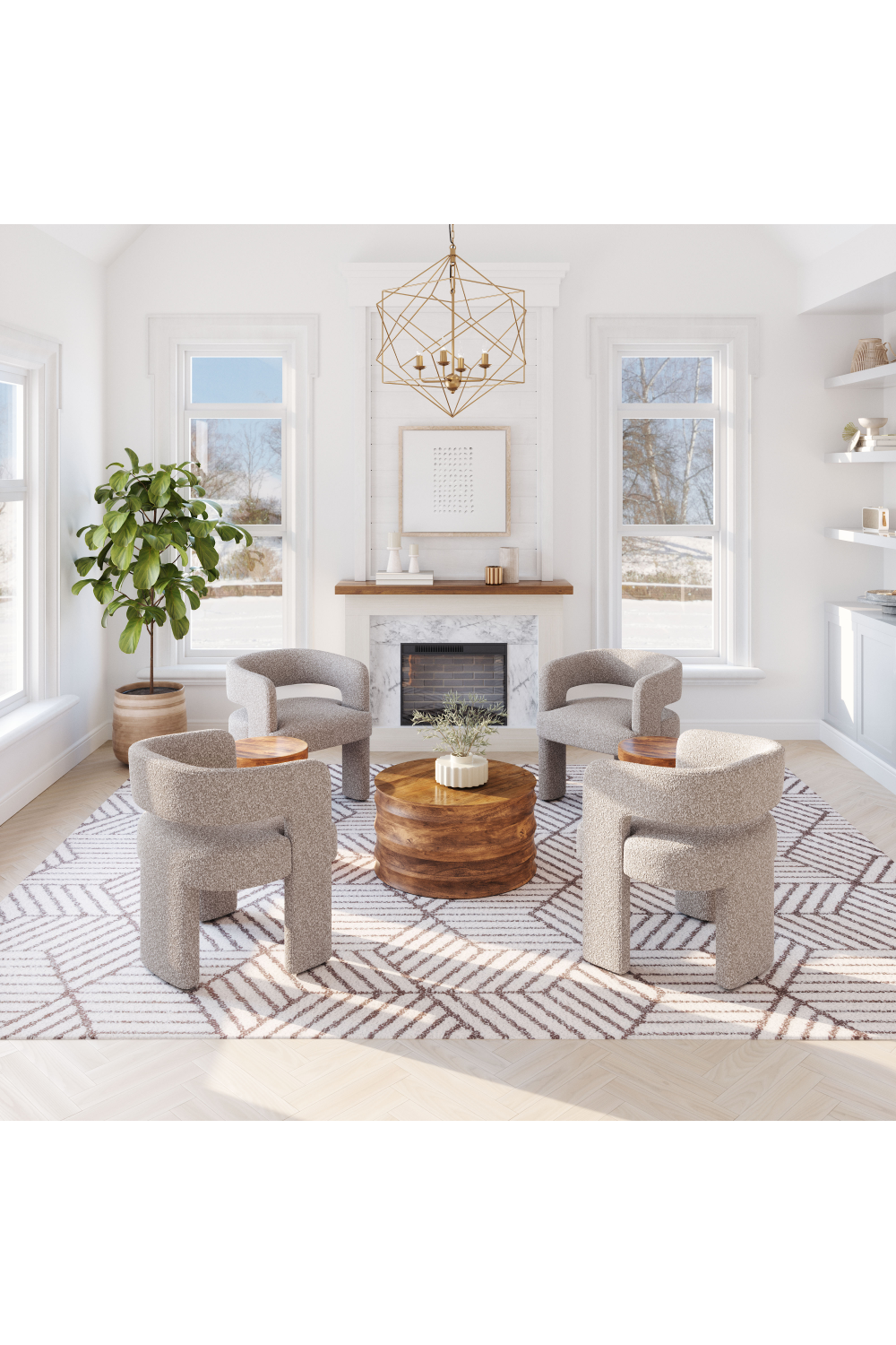 Beige Shearling Accent Chair | OROA Modern Java | Oroa.com