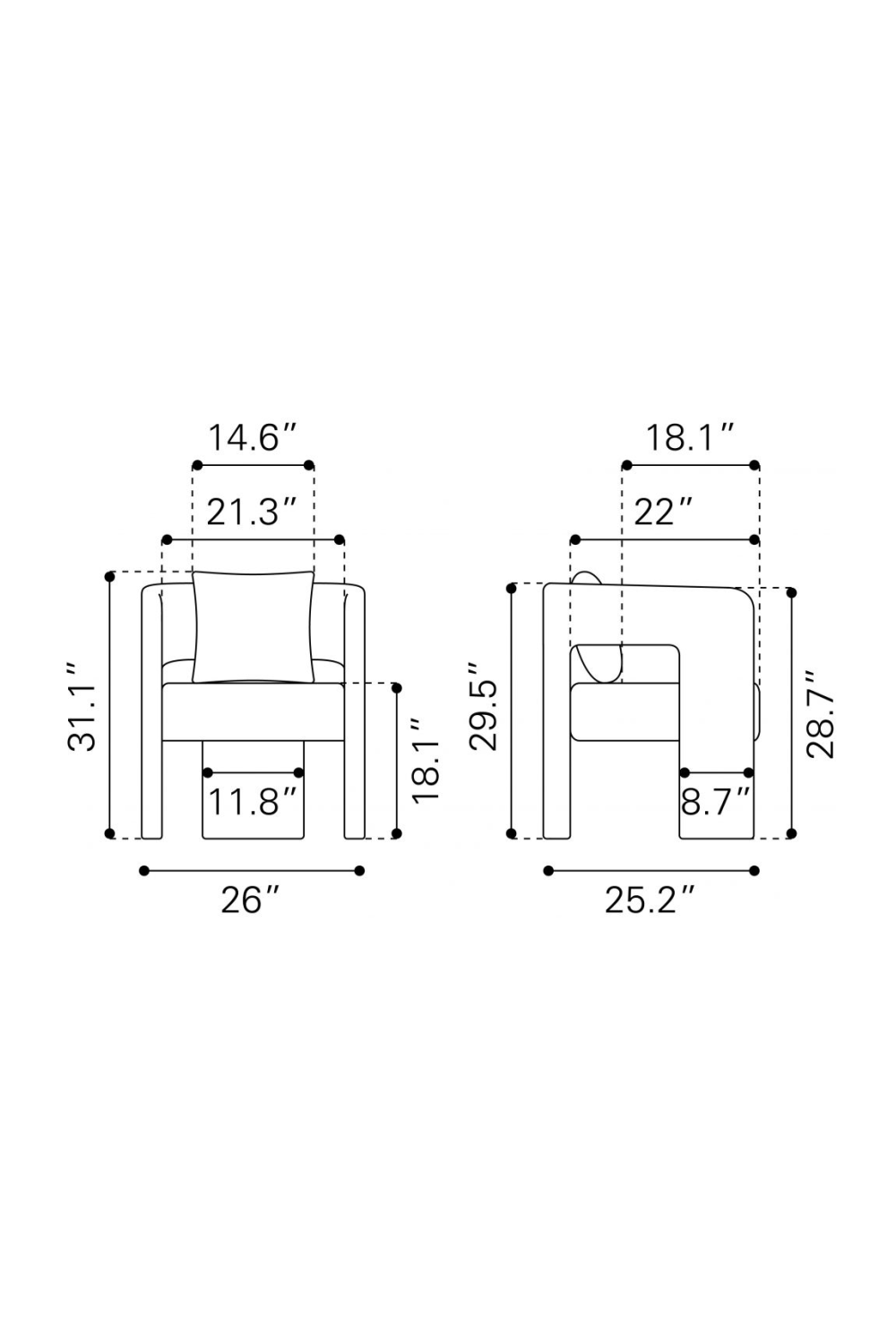 Gray Curved Dining Chair | OROA Modern Melilla | Oroa.com