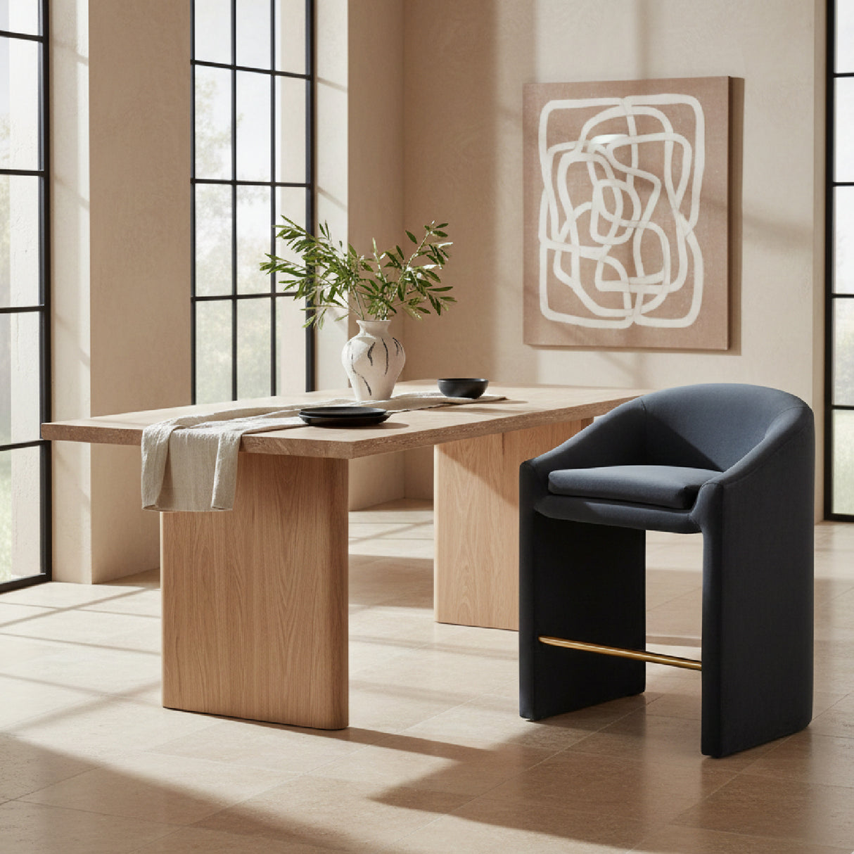 Dark Gray Velvet Counter Stool | Oroa.com