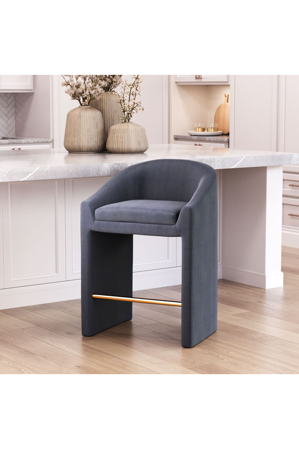Dark Gray Velvet Counter Stool | OROA Modern Emas | Oroa.com