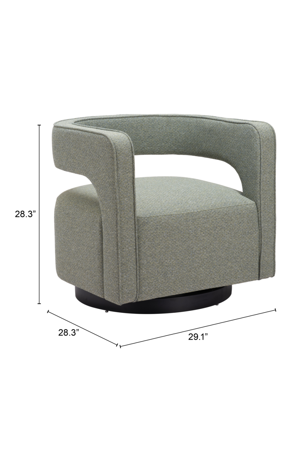 Sage Green Curved Swivel Chair | Oroa.com