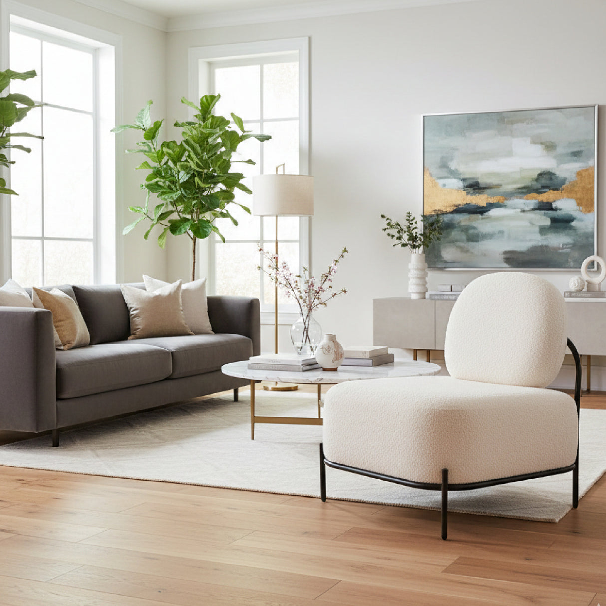 White Teddy Fabric Accent Chair | Oroa.com