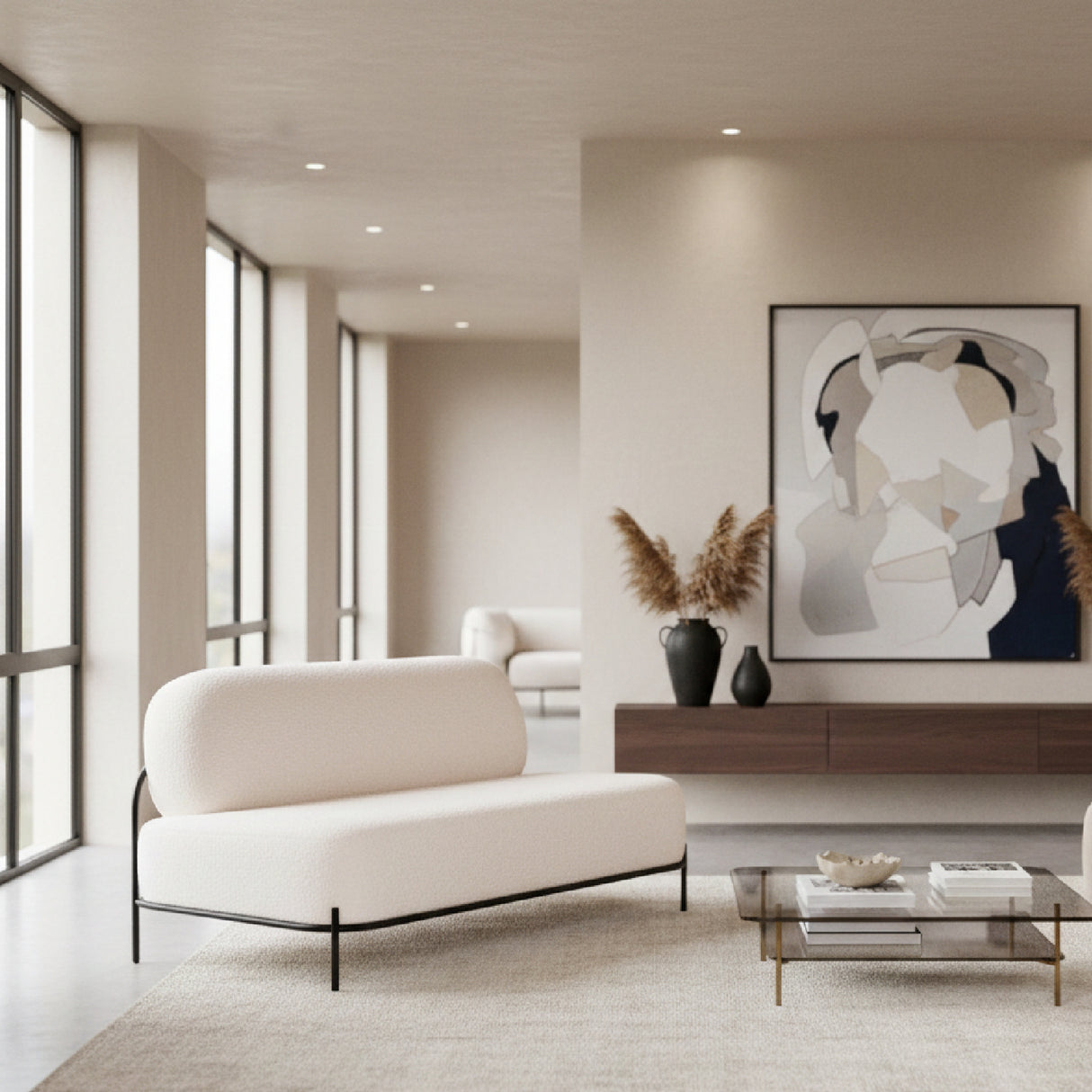 White Teddy Fabric Sofa | Oroa.com