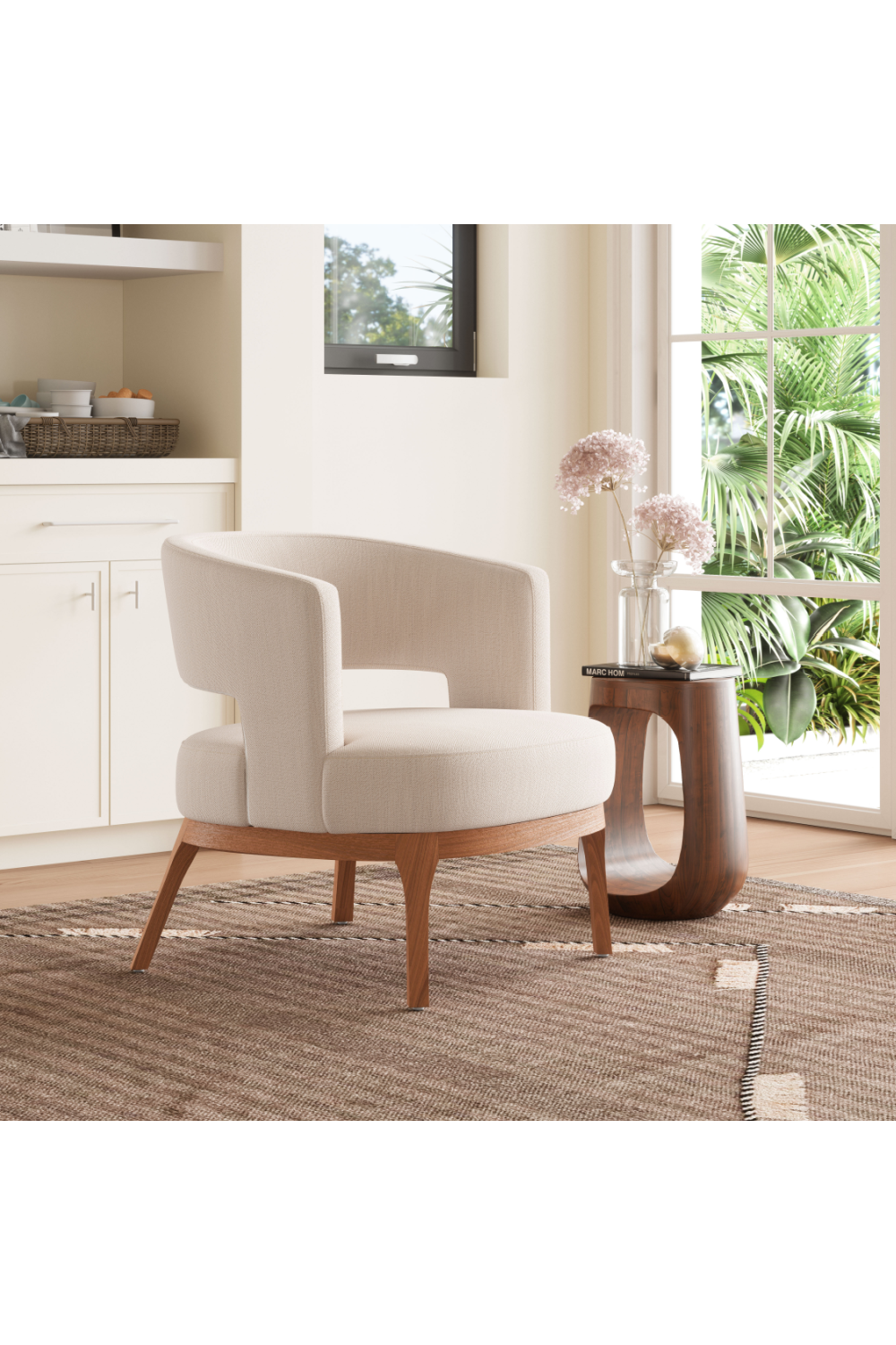Beige Vinyl Accent Chair | OROA Modern Penryn | Oroa.com