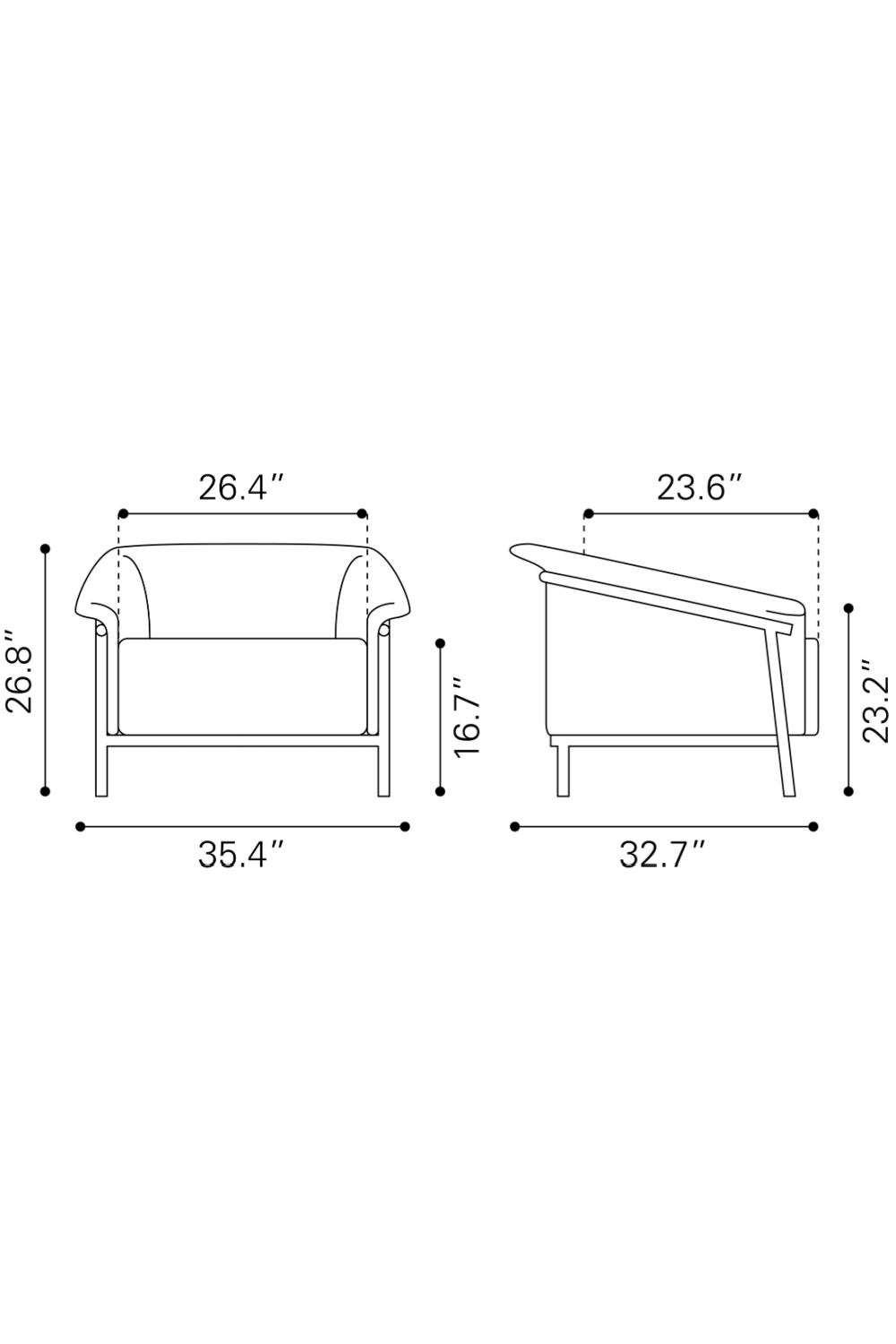 Flared-Back Lounge Chair | OROA Modern Burry | Oroa.com