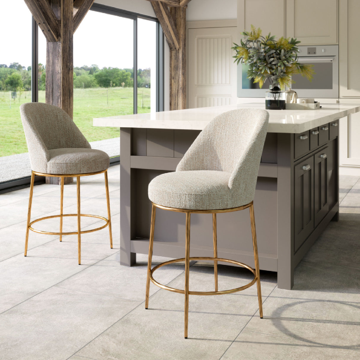 Beige Swivel Counter Stool | Oroa.com