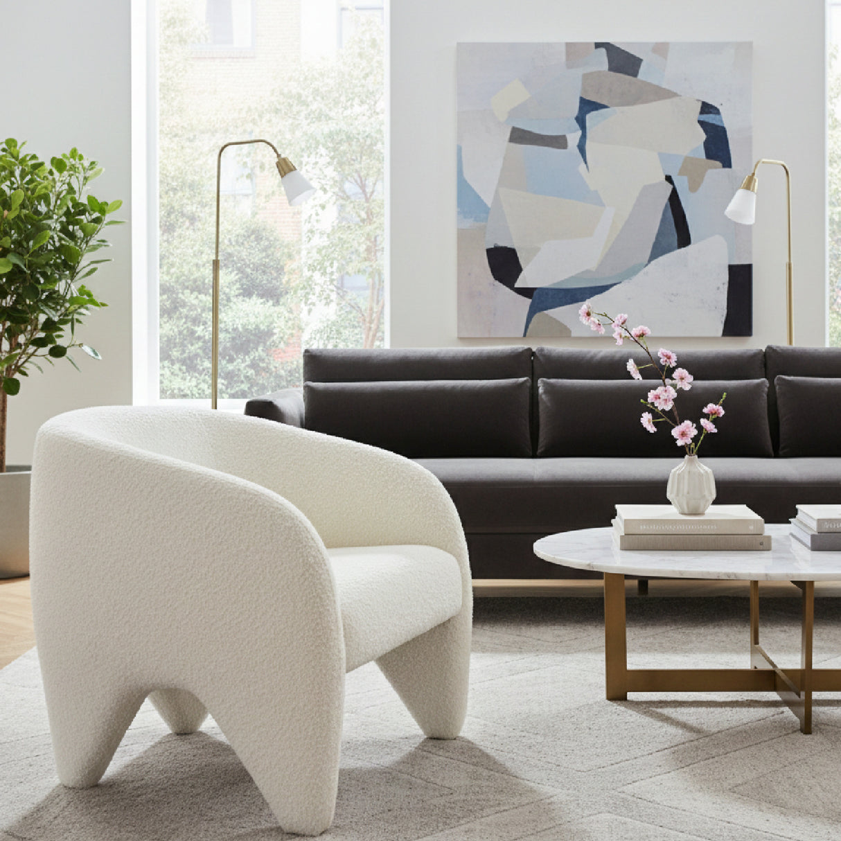 White Shearling Accent Chair | Oroa.com