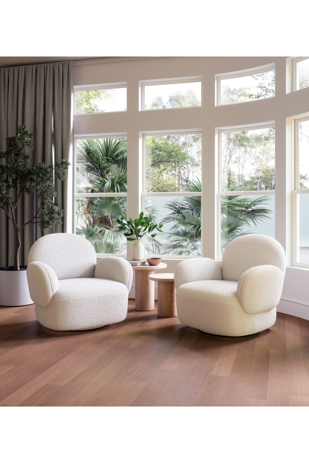 White Shearling Swivel Chair | Oroa.com