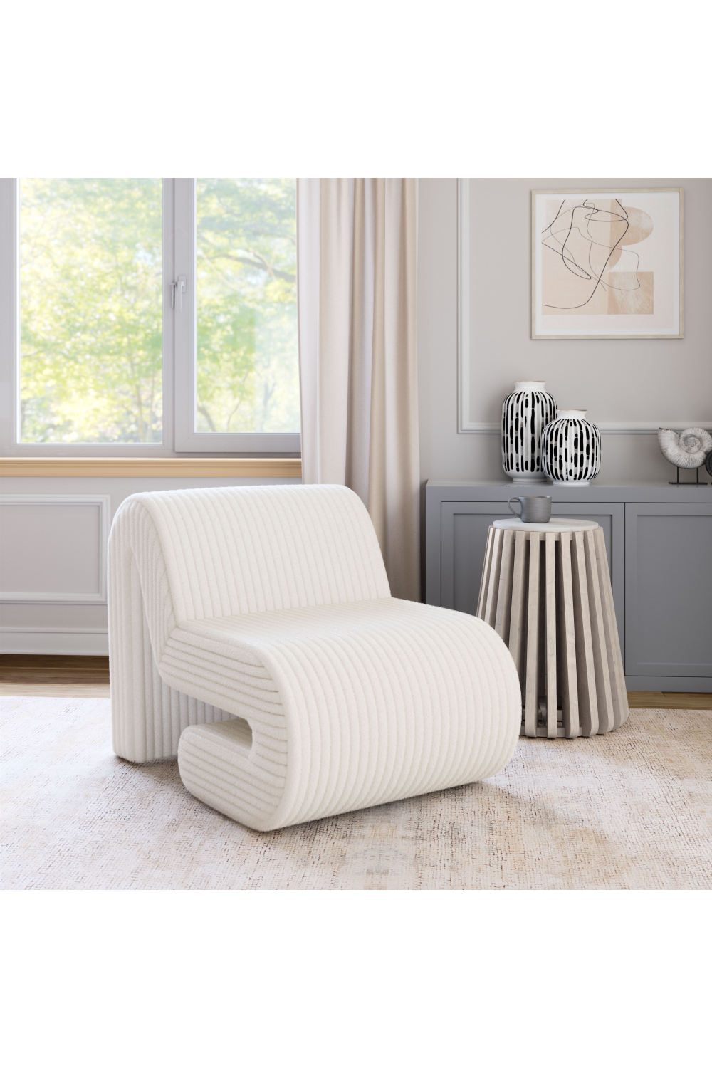 White Ribcord Accent Chair | OROA Modern Opam | Oroa.com