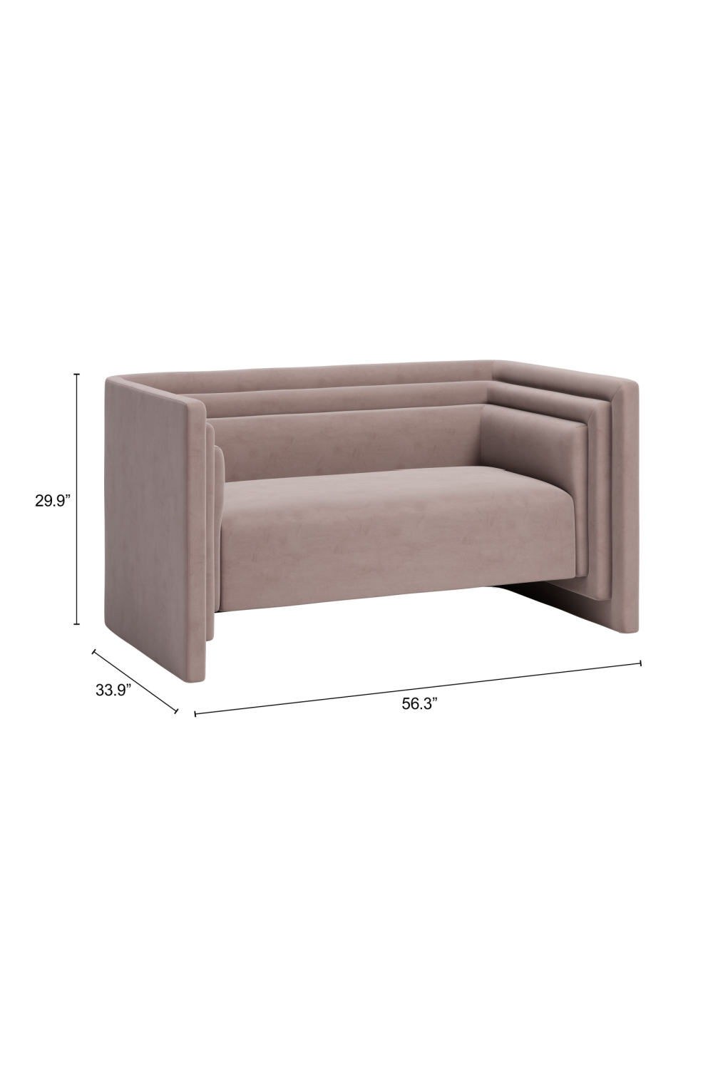 Taupe Velvet Loveseat | Oroa.com