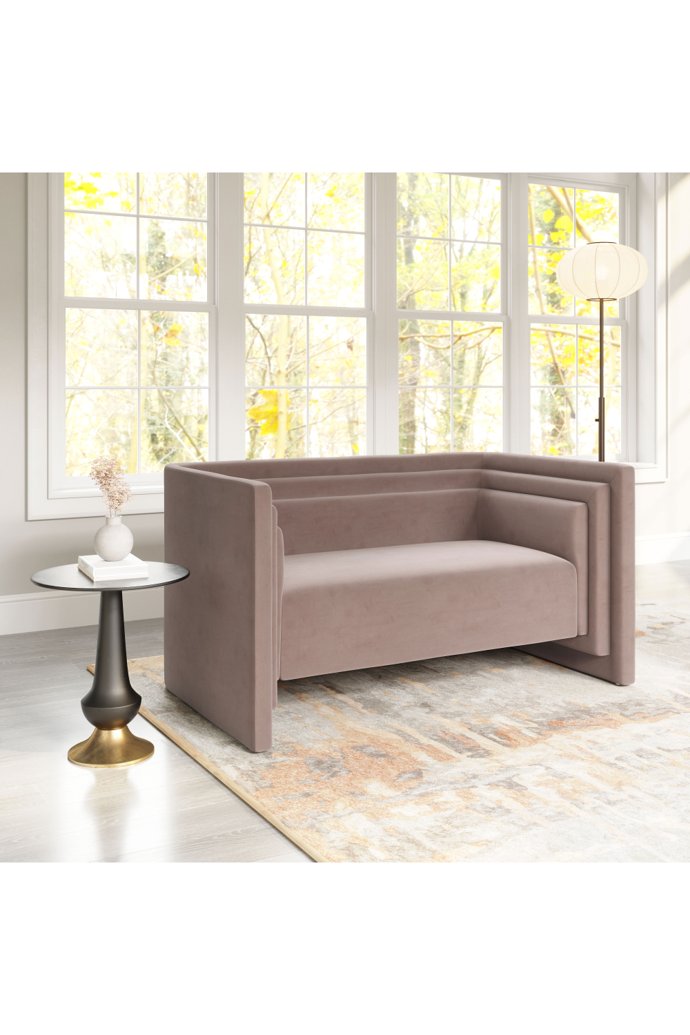 Taupe Velvet Loveseat | OROA Modern Trippel | Oroa.com