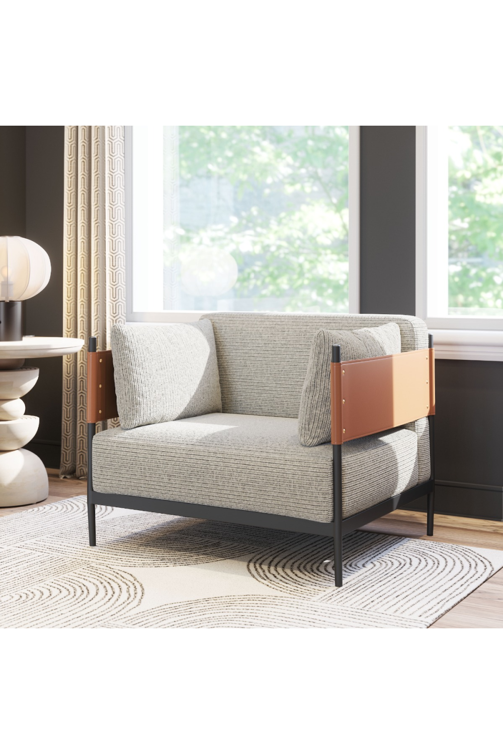 Gray Ribbed Lounge Armchair | Oroa.com