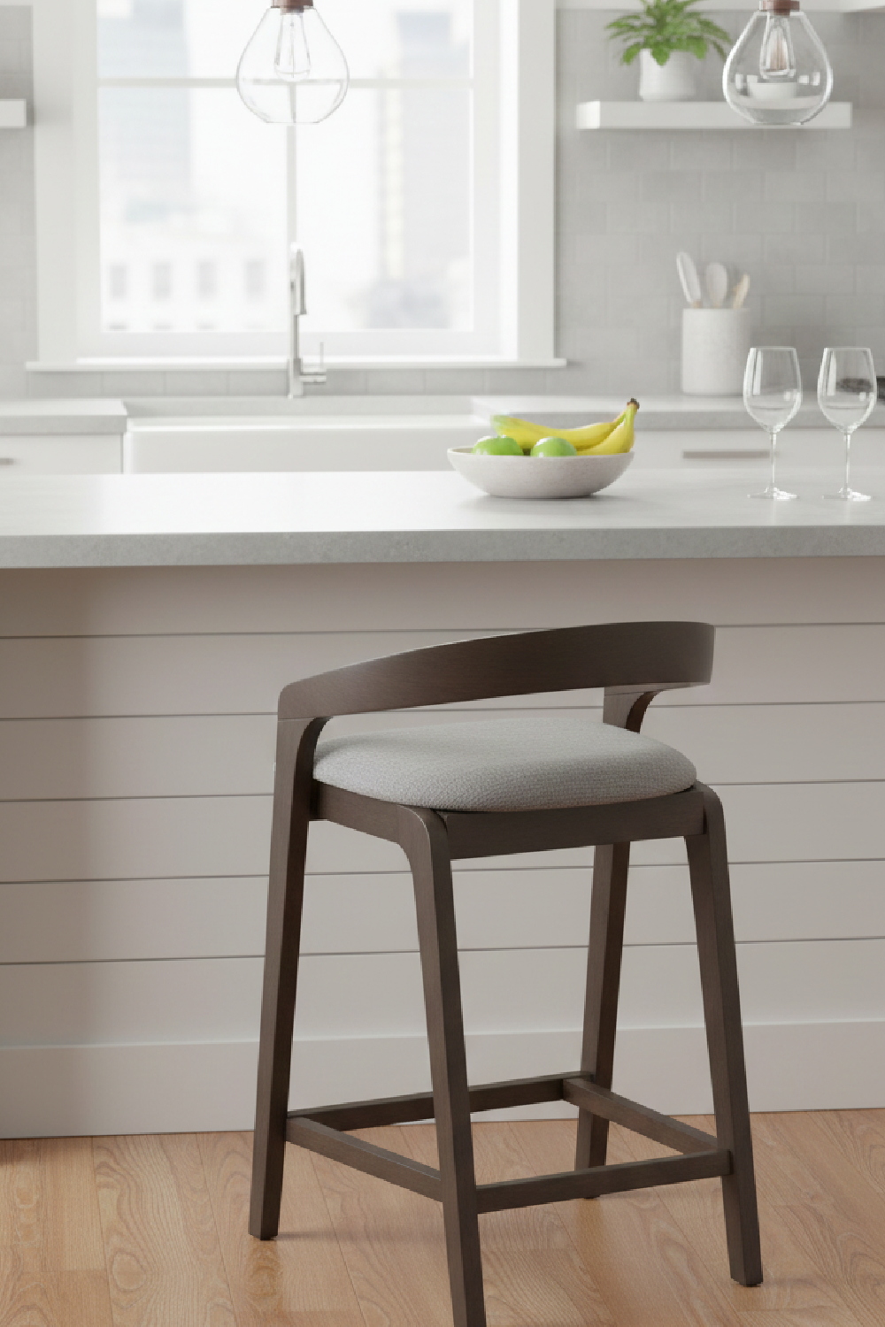 Gray Padded Seat Counter Stools (2) | OROA Modern Troy