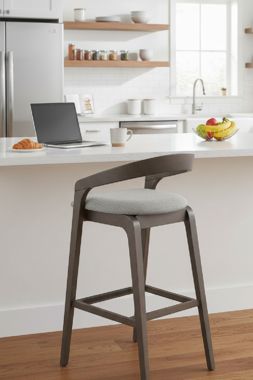 Gray Padded Seat Bar Stools (2) | OROA Modern Troy