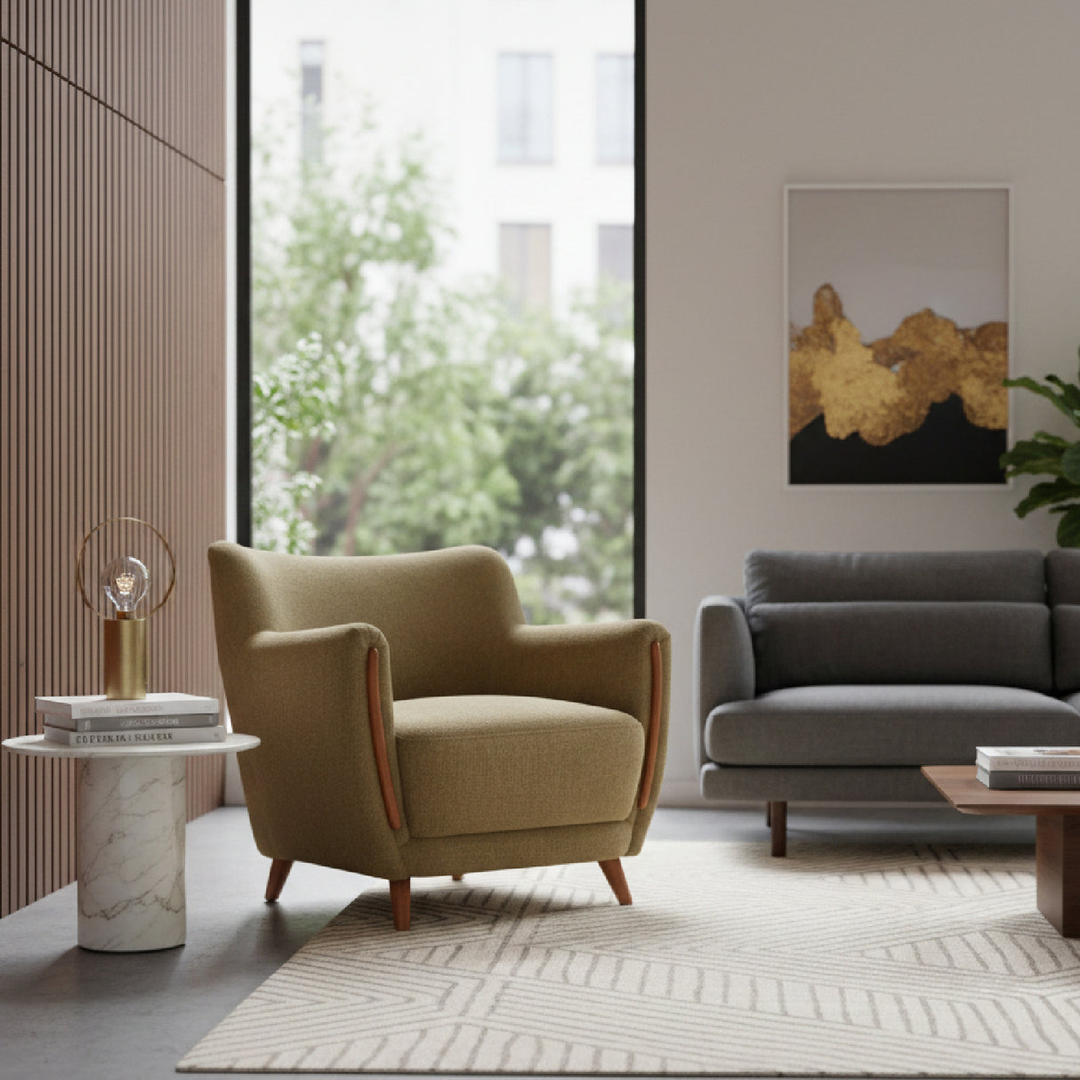 Green Corduroy Lounge Chair | OROA Modern Hako