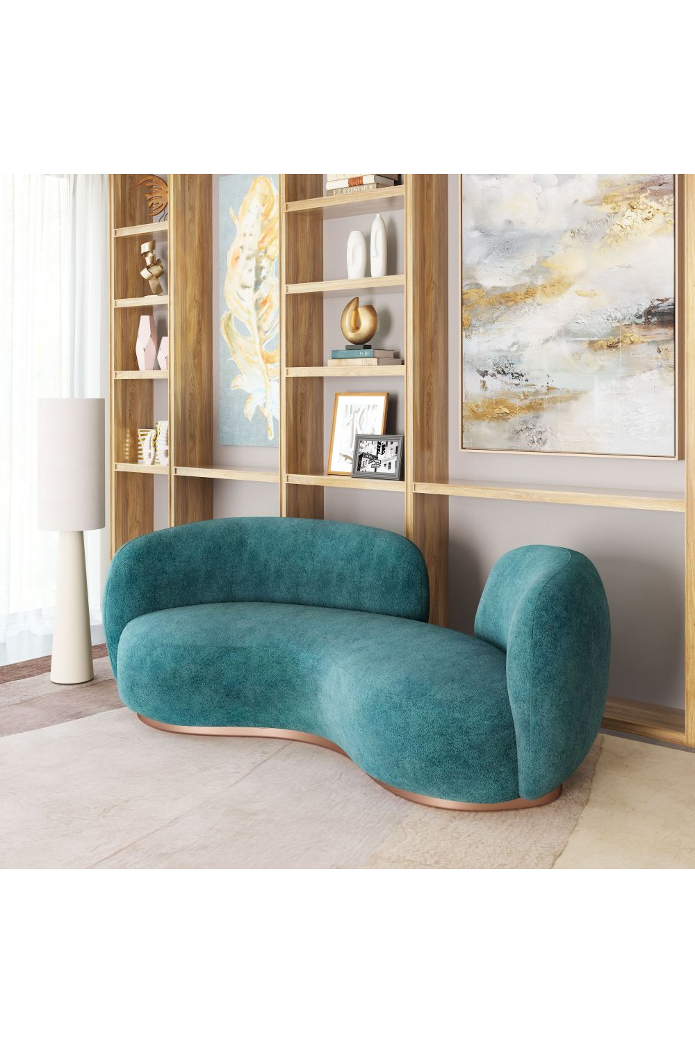 Teal Colored Curved Sofa | OROA Modern Jamela | Oroa.com