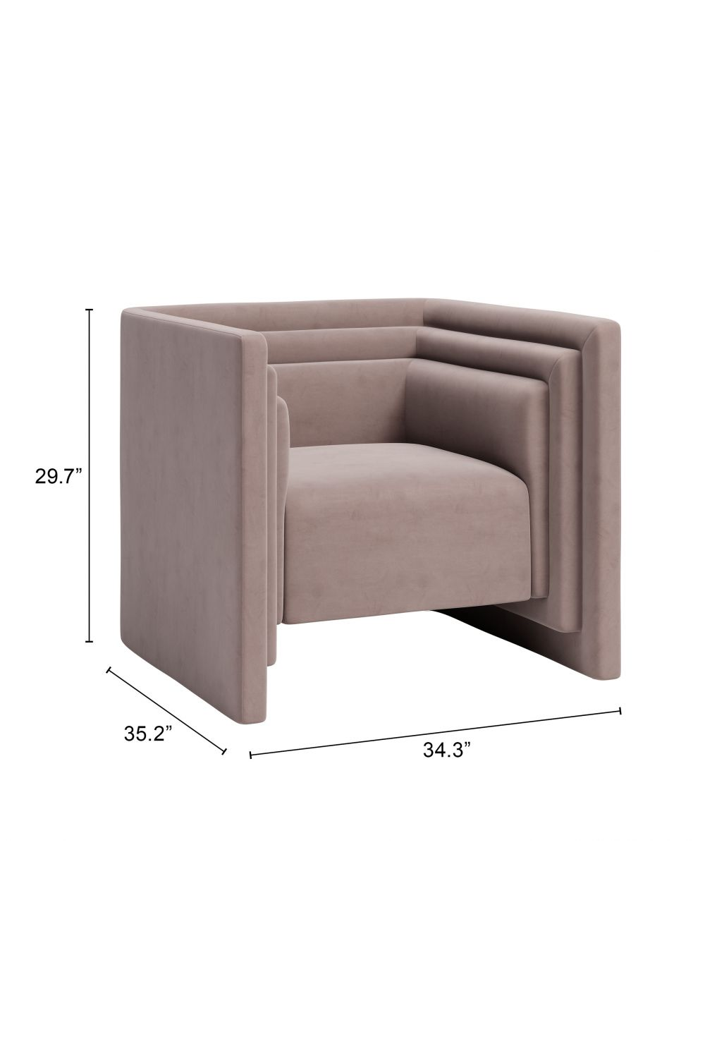 Taupe Velvet Angular Lounge Chair | Oroa.com