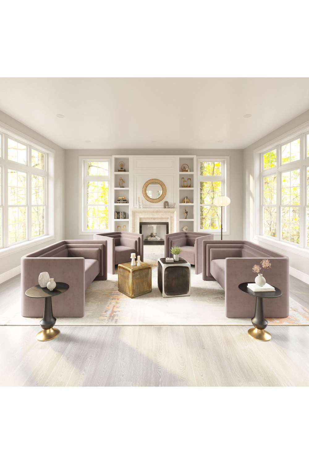 Taupe Velvet Angular Lounge Chair | Oroa.com