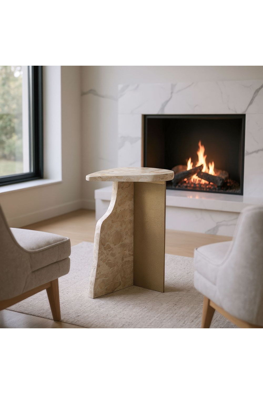 Organic-Shaped Marble Side Table | OROA Modern Surya | Oroa.com