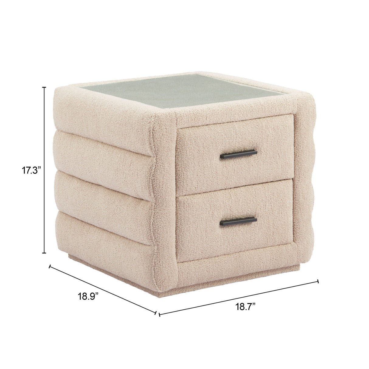Beige Shearling 2-Drawer Nightstand | OROA Modern Soffice | Oroa.com