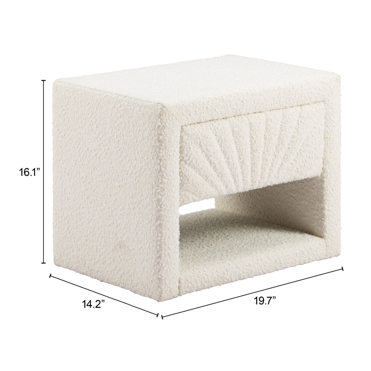White Fabric 1-Drawer Nightstand | Oroa.com