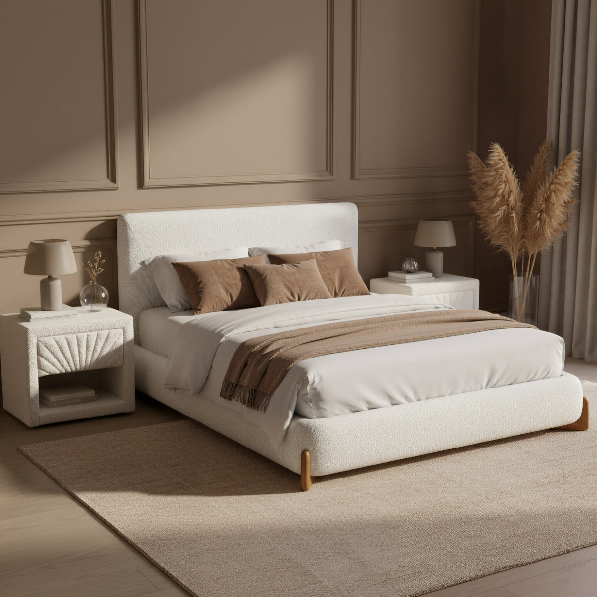 White Fabric 1-Drawer Nightstand | Oroa.com