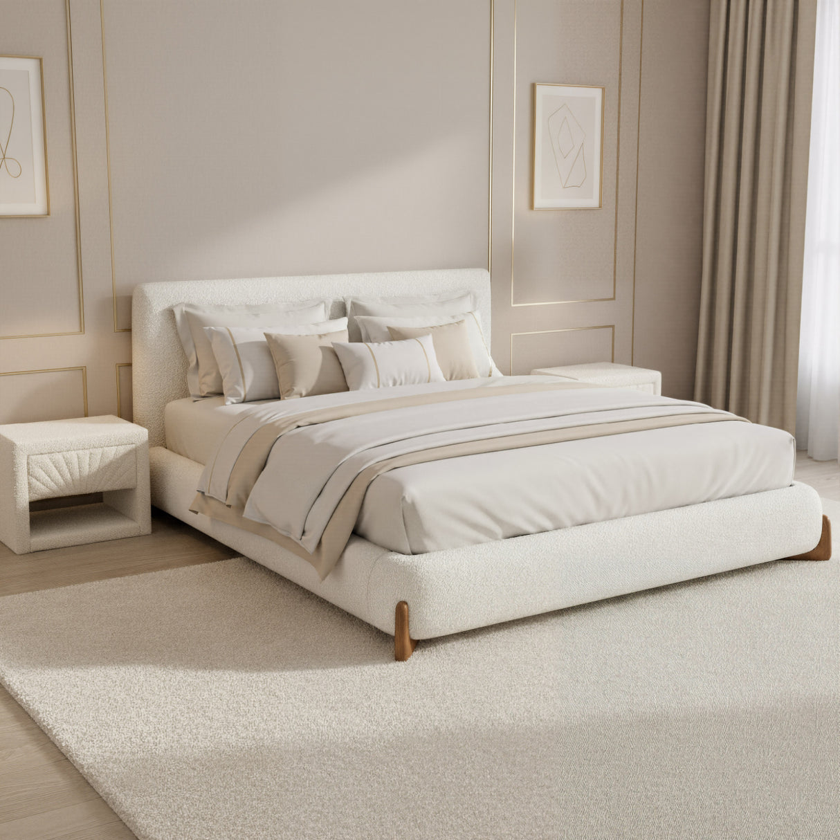 White Fabric 1-Drawer Nightstand | Oroa.com