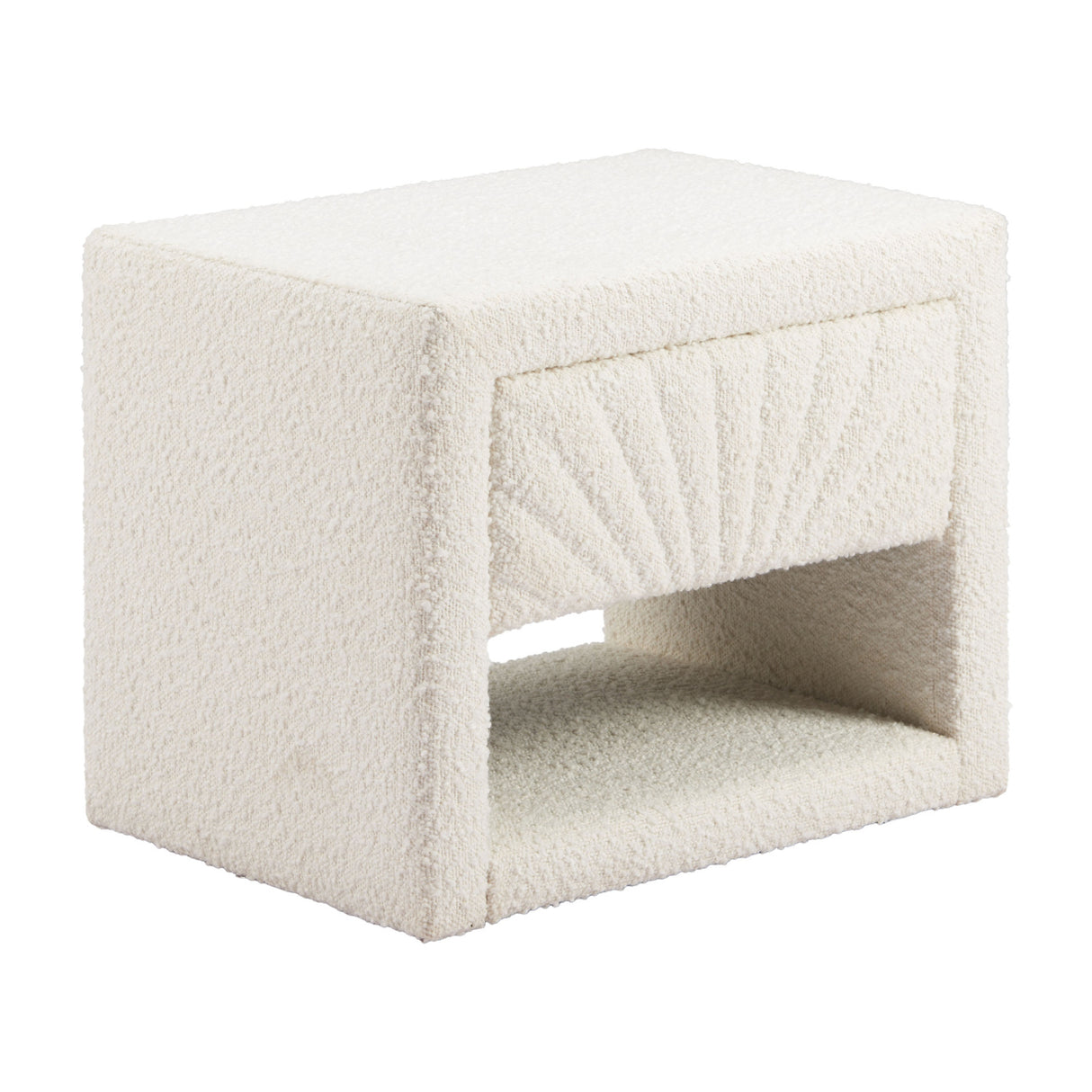 White Fabric 1-Drawer Nightstand | Oroa.com