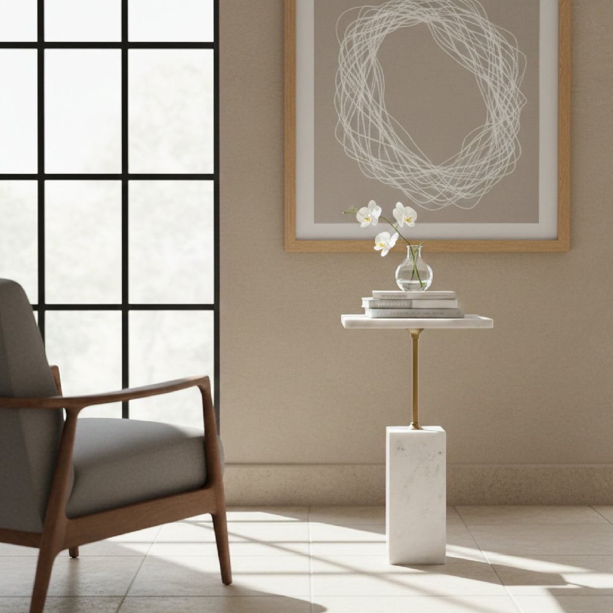 Square White Marble Side Table | Oroa.com