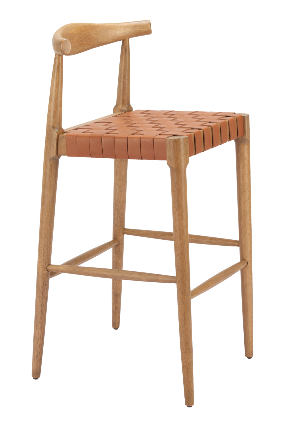 Tan Woven Leather Bar Stool | OROA Modern Bandani | Oroa.com