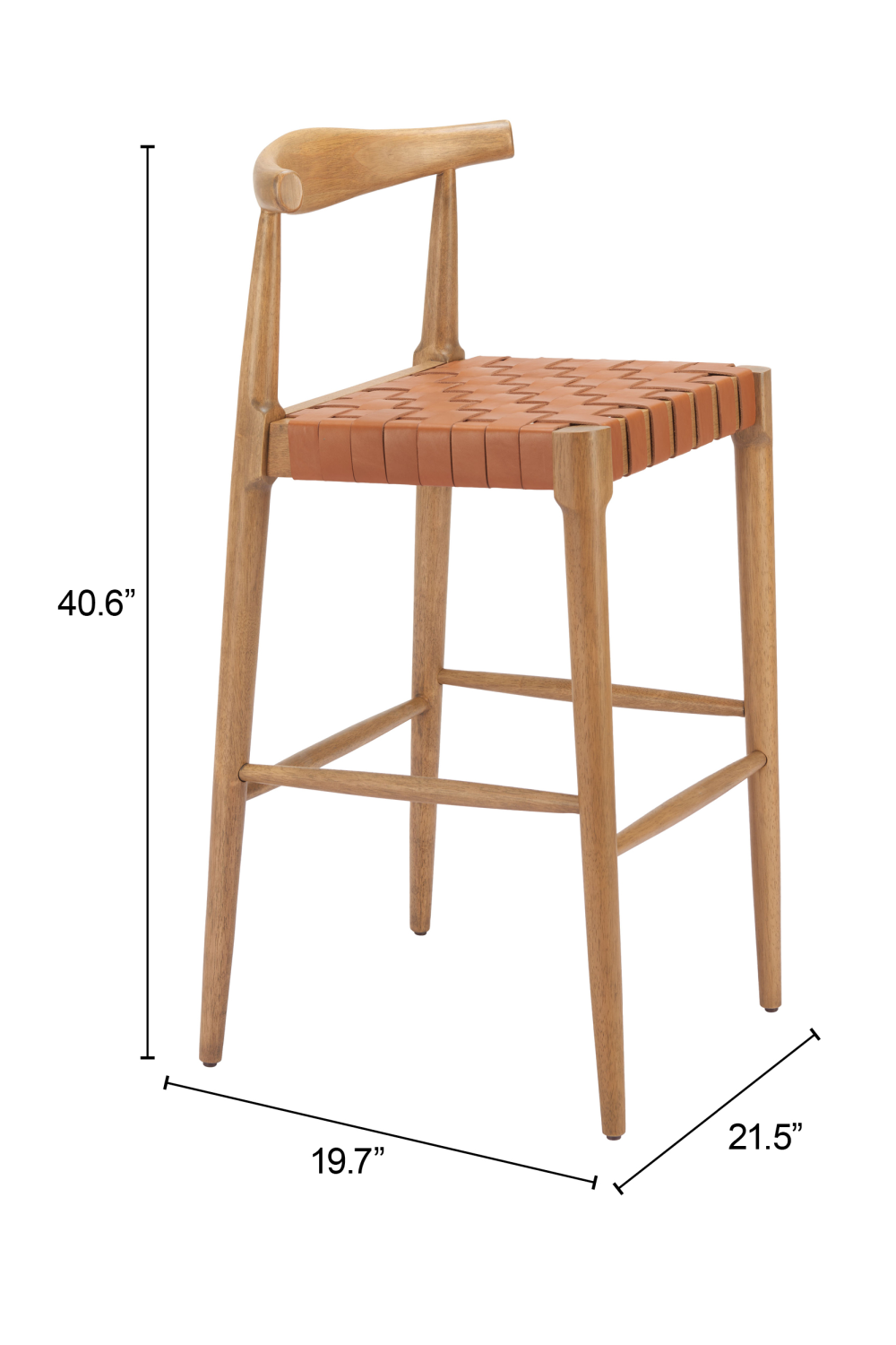 Tan Woven Leather Bar Stool | OROA Modern Bandani | Oroa.com