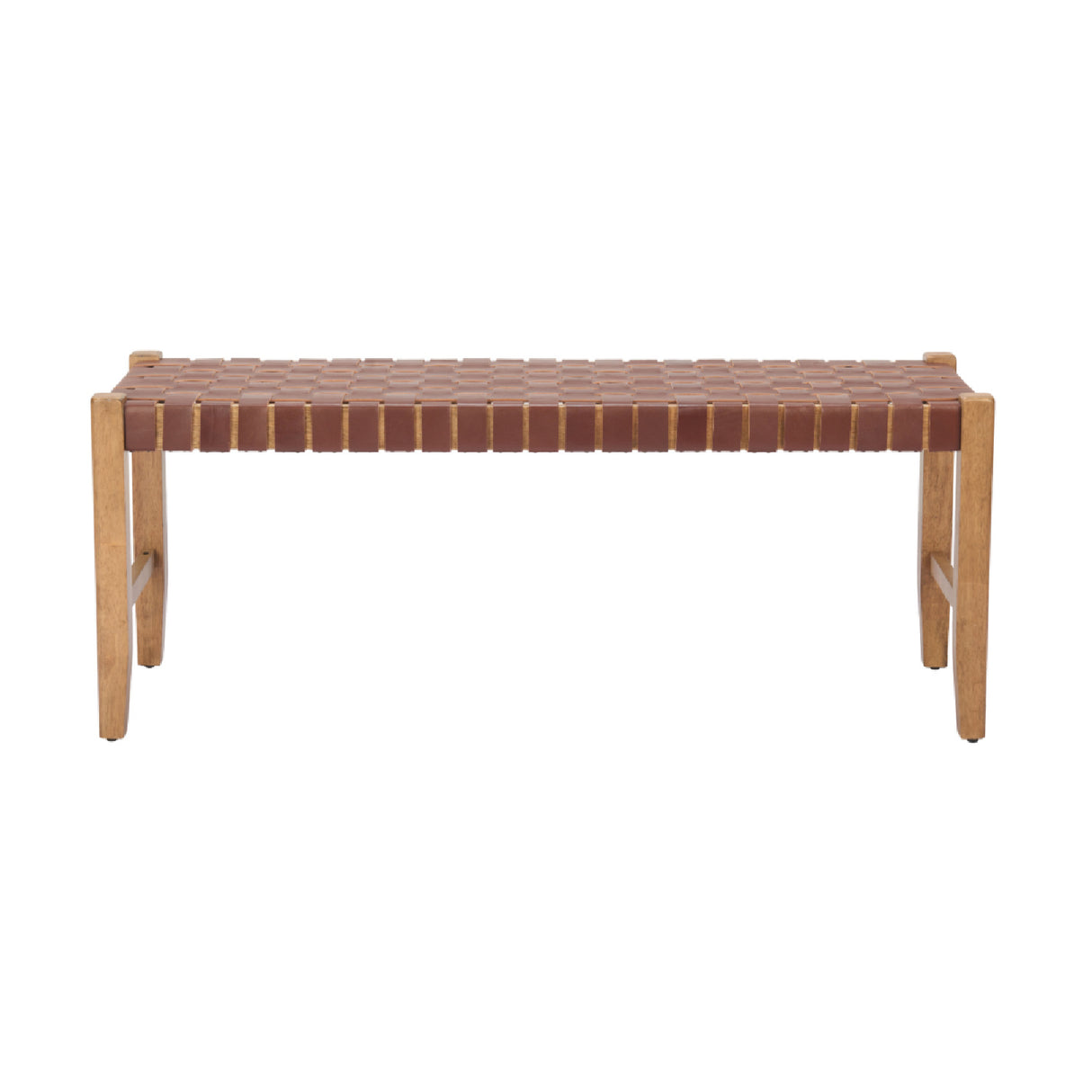 Brown Woven Leather Bench | OROA Modern Bandani
