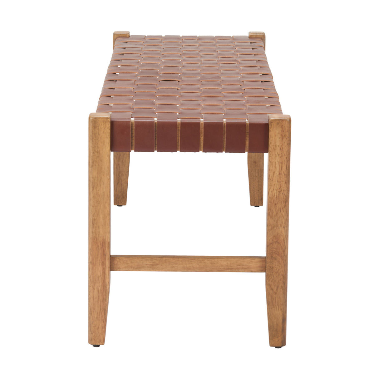Brown Woven Leather Bench | OROA Modern Bandani