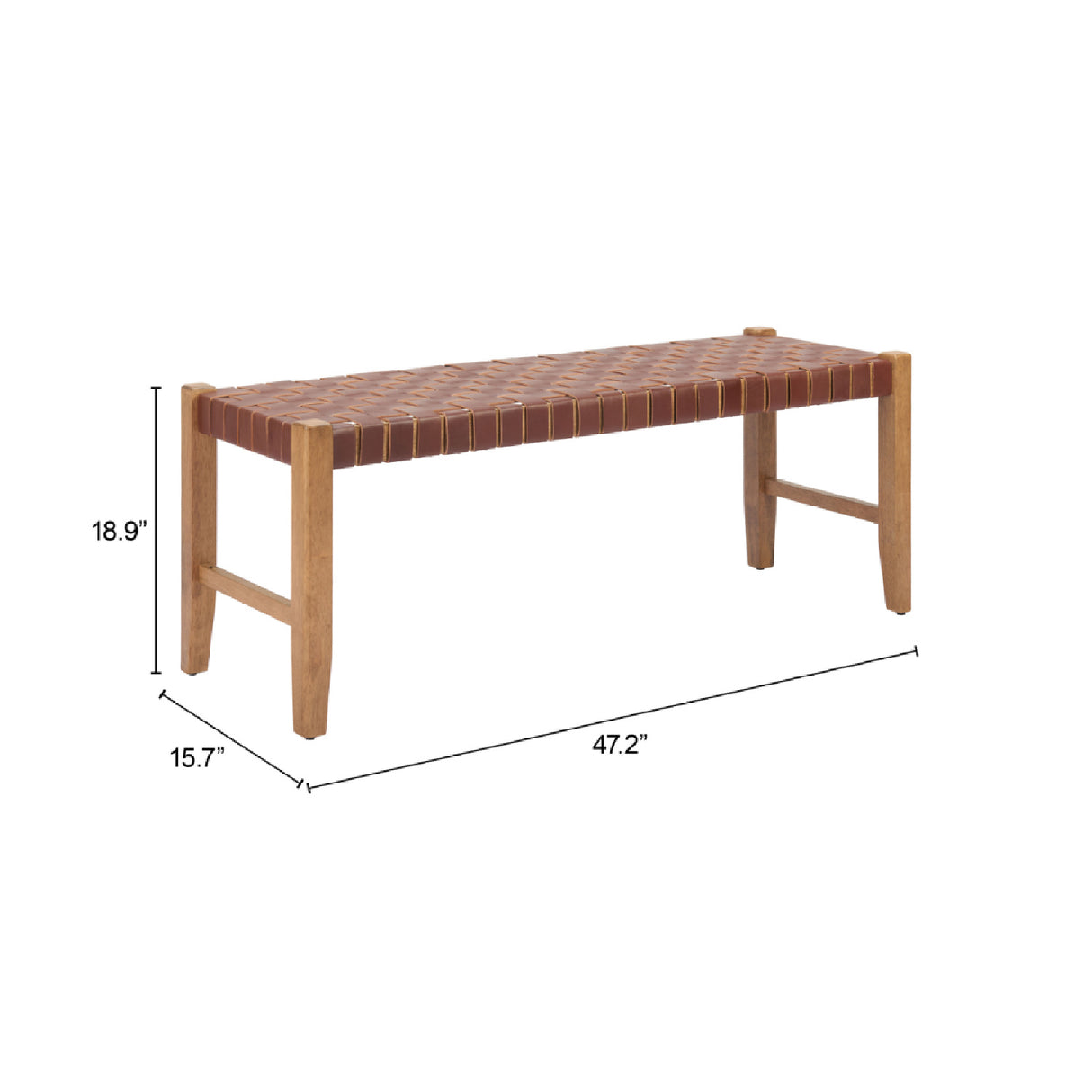 Brown Woven Leather Bench | OROA Modern Bandani
