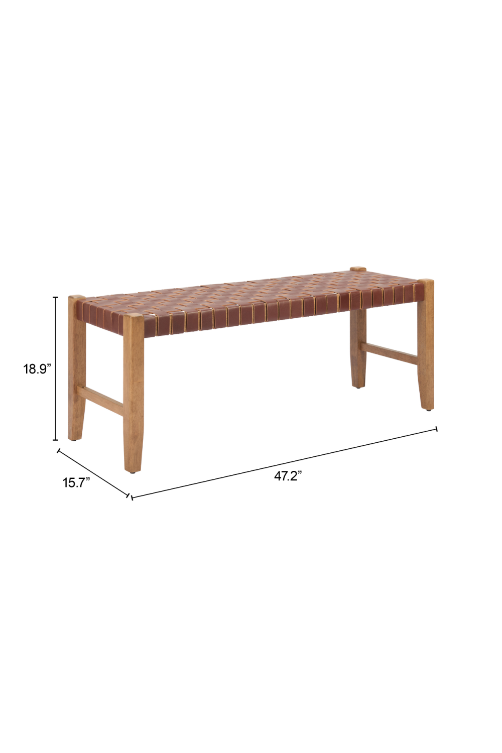 Brown Woven Leather Bench | OROA Modern Bandani | Oroa.com