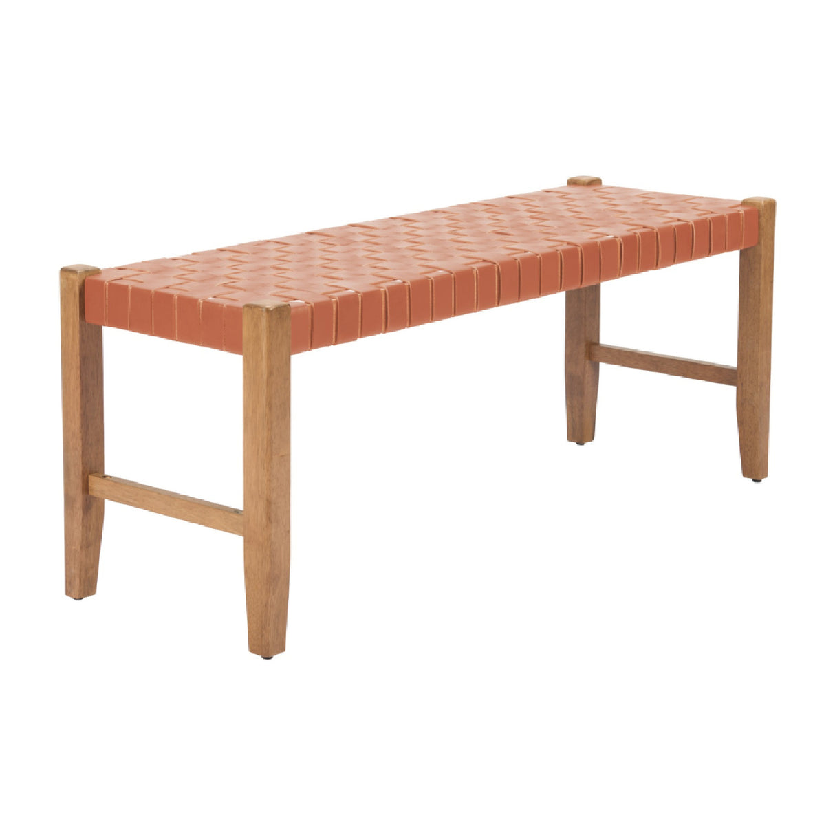Tan Woven Leather Bench | OROA Modern Bandani
