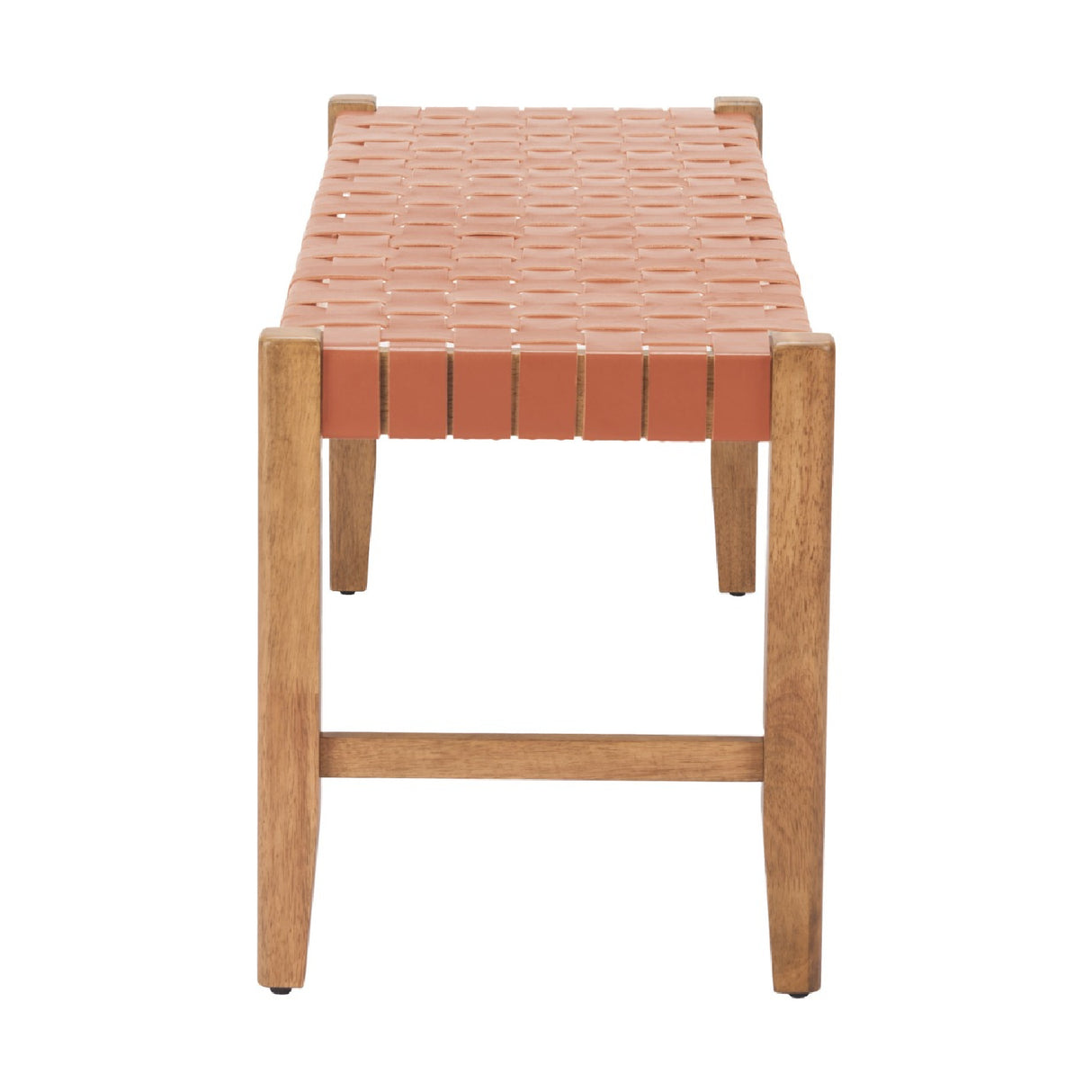 Tan Woven Leather Bench | OROA Modern Bandani