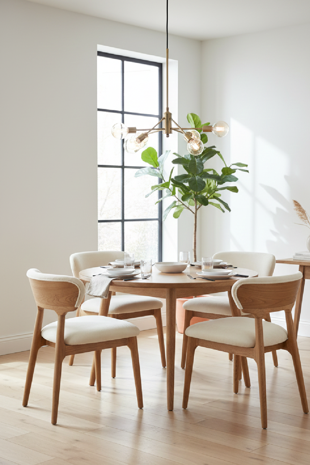 Wood Framed White Dining Chairs (2) | Oroa.com