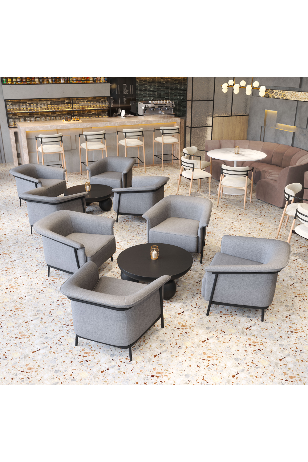Gray Fabric Armless Dining Chairs (2) | OROA Modern Equinox | Oroa.com