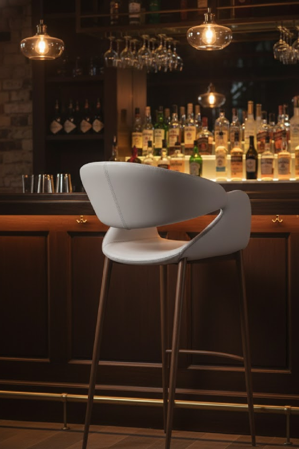 Beige Cut-Out Back Bar Stool | OROA Modern Limay