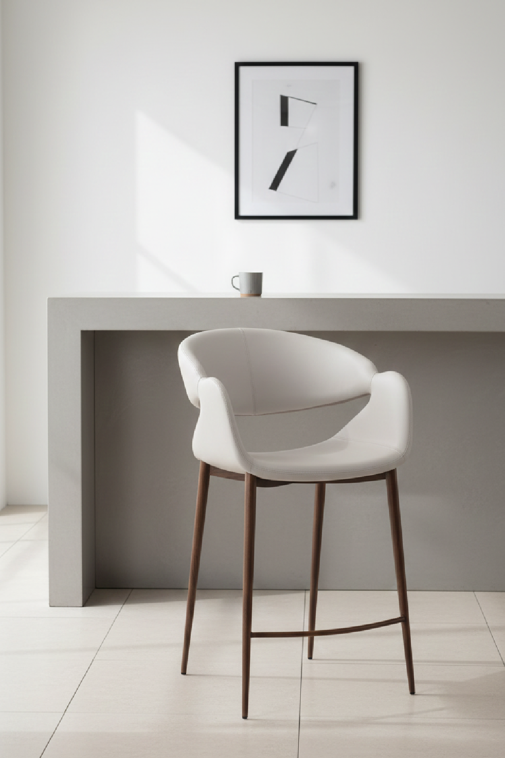 Beige Cut-Out Back Counter Stool | OROA Modern Limay